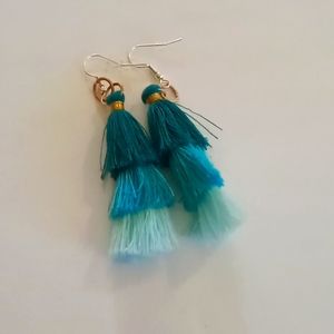 Blue tassel earrings